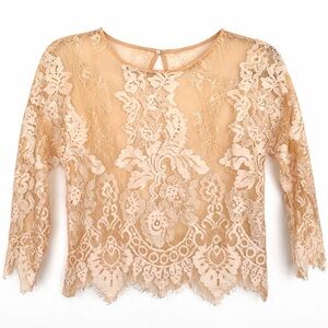 NWOT Lace beige top size S